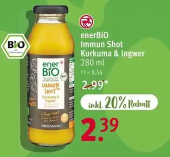 Rossmann enerBiO Immun Shot Kurkuma & Ingwer 280 ml Angebot