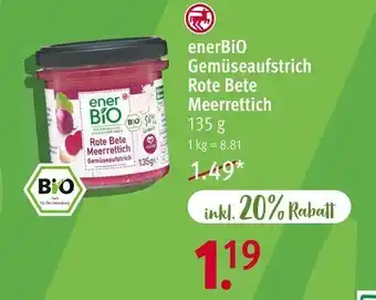 Rossmann enerBiO Gemüseaufstrich Rote Bete Meerrettich 135 g Angebot