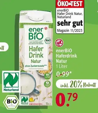 Rossmann enerBiO Haferdrink Natur 1 Liter Angebot