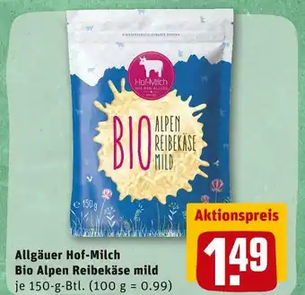 REWE Allgäuer hof-milch bio alpen reibekäse mild Angebot