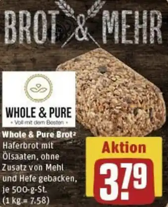 REWE Whole & Pure Brot 500 g St. Angebot