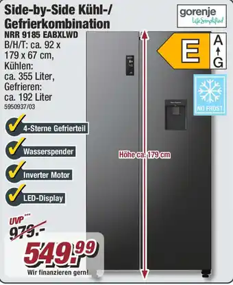 Poco Gorenje Side-by-Side Kühl-/ Gefrierkombination NRR 9185 EABXLWD Angebot