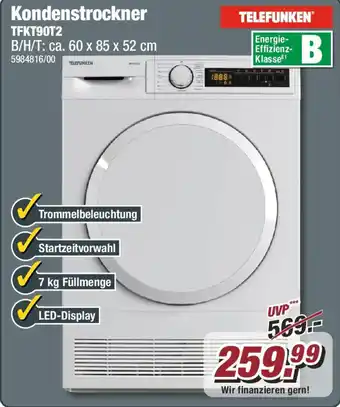 Poco TELEFUNKEN Kondenstrockner TFKT90T2 Angebot