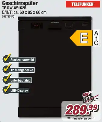 Poco TELEFUNKEN Geschirrspüler TF-DW-6Y1C2B Angebot