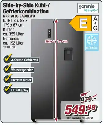 Poco Gorenje Side-by-Side Kühl-/ Gefrierkombination NRR 9185 EABXLWD Angebot