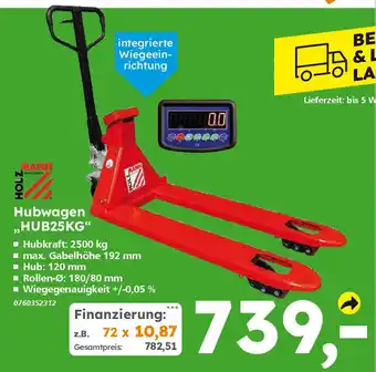 Globus Baumarkt HOLZ MANN Hubwagen ,,HUB25KG" Angebot