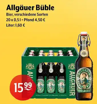 Getränke Hoffmann Allgäuer Büble Bier, verschiedene Sorten 20*500ml Angebot