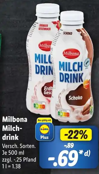 Lidl Milbona Milch- drink 500 ml Angebot