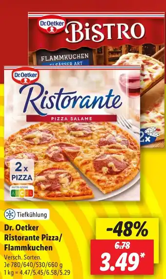 Lidl Dr. Oetker Ristorante Pizza/ Flammkuchen 780/640/530/660 g Angebot