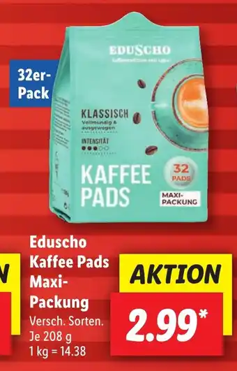 Lidl Eduscho Kaffee Pads Maxi- Packung 208 g Angebot