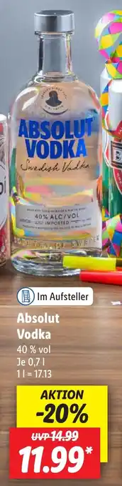 Lidl Absolut Vodka 0,7 l Angebot