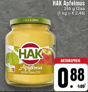 Edeka HAK Apfelmus 355 g Glas Angebot