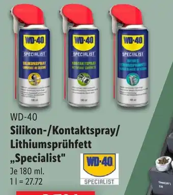 Lidl WD-40 Silikon-/Kontaktspray/ Lithiumsprühfett ,,Specialist" 180 ml Angebot