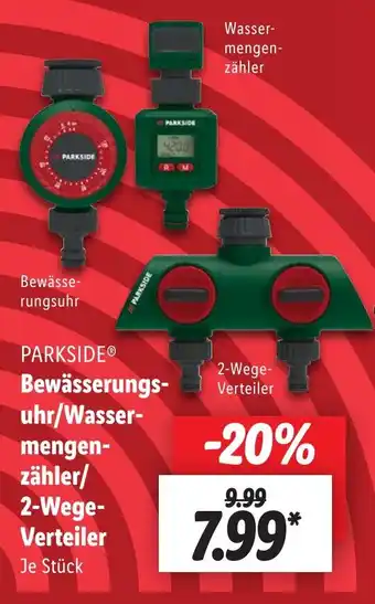 Lidl PARKSIDE Bewässerungs- uhr/Wasser- mengen- zähler/ 2-Wege- Verteiler Angebot