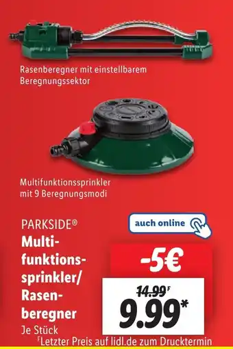 Lidl PARKSIDE Multi- funktions- sprinkler/ Rasen- beregner Angebot