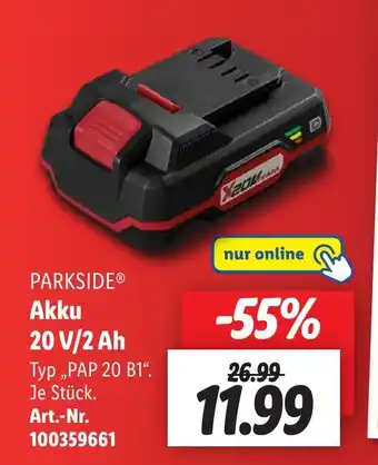 Lidl PARKSIDE Akku 20 V/2 Ah Angebot