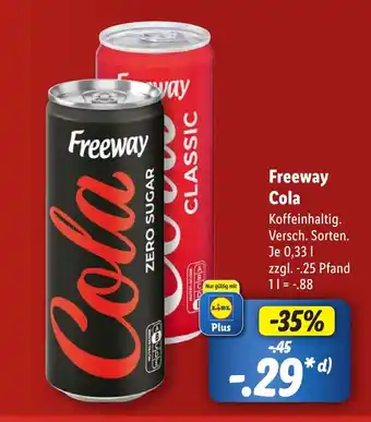 Lidl Freeway Cola 0,33 CLASSIC Angebot