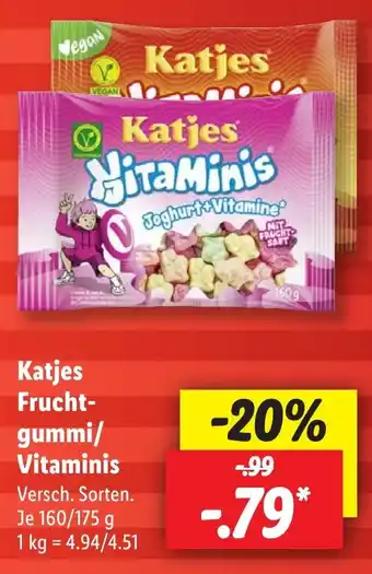 Lidl Katjes Frucht- gummi/ Vitaminis 160 /175 g Angebot