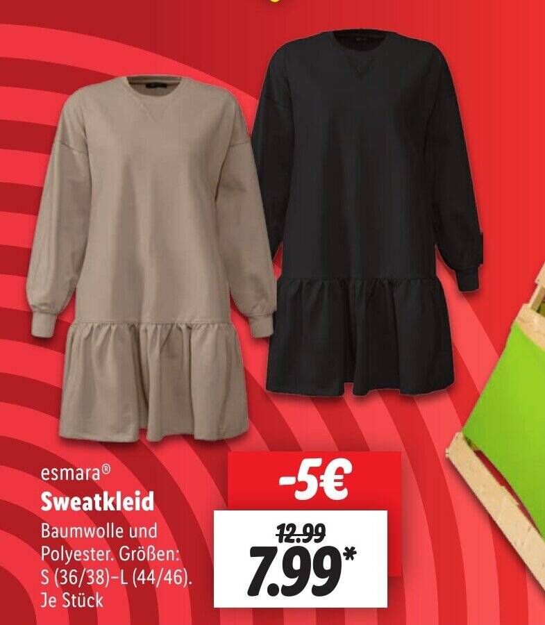 esmara damen sweatkleid mit baumwolle
