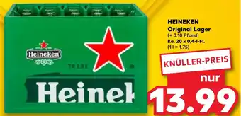 Kaufland HEINEKEN Original Lager Ka. 20 x 0,4-l-FI. Angebot