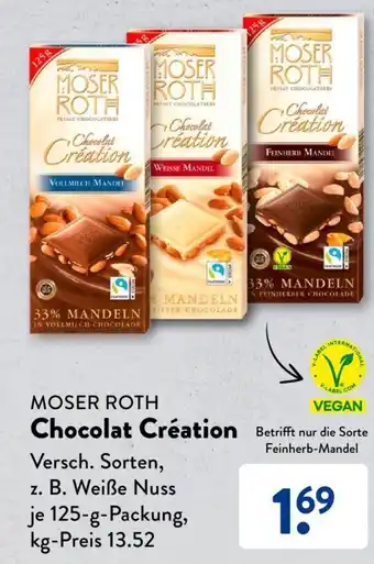 Aldi Süd MOSER ROTH Chocolat Création 125g Angebot