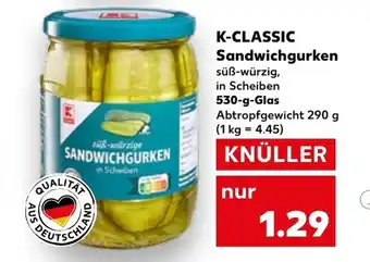 Kaufland K-CLASSIC Sandwichgurken 530 g Glas Angebot