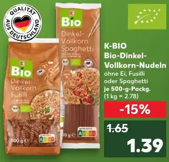 Kaufland K-BIO Bio-Dinkel-Vollkorn-Nudeln 500 g Packg. Angebot