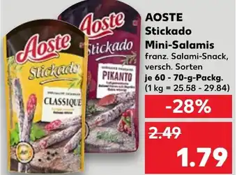 Kaufland AOSTE Stickado Stickado Mini-Salamis 60-70-g-Packg. Angebot