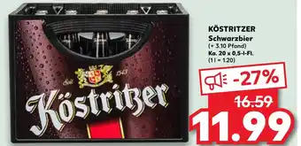 Kaufland KÖSTRITZER SchwarzbierKa. 20 x 0,5-l-FI. Angebot