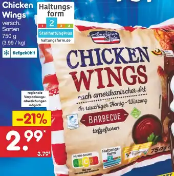 Netto Marken-Discount American Style Chicken Wings 750 g Angebot