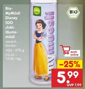 Netto Marken-Discount Bio- MyMüsli Disney 100 Jubi- läums-müsli 400-575 g Angebot