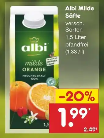 Netto Marken-Discount Albi Milde Säfte 1,5 Liter Angebot