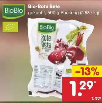 Netto Marken-Discount Bio-Rote Bete gekocht, 500 g Packung Angebot