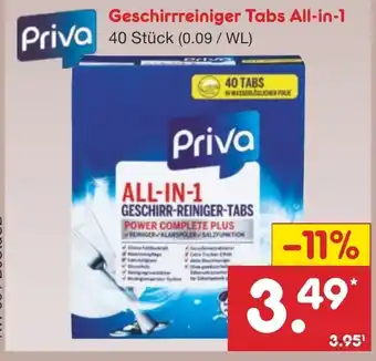 Netto Marken-Discount Priva Geschirrreiniger Tabs All-in-1 Angebot