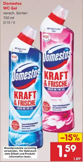 Netto Marken-Discount Domestos WC Gel 750 ml Angebot