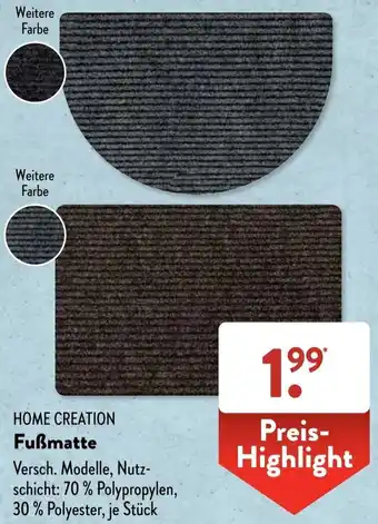 Aldi Süd HOME CREATION Fußmatte Angebot