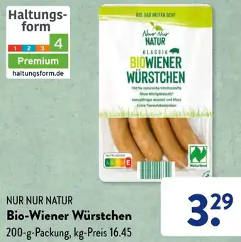 Aldi Süd NUR NUR NATUR Bio-Wiener Würstchen 200 g Packung Angebot