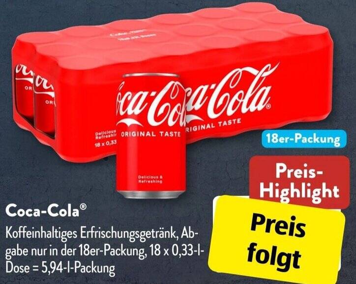 CocaCola 18erPackung Angebot bei Aldi Süd