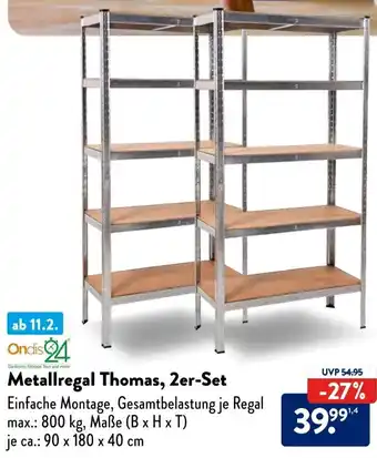 Aldi Süd Ondis 24 Metallregal Thomas, 2er-Set Angebot