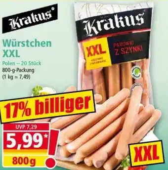 Norma Krakus Würstchen XXL 800 g Packung Angebot