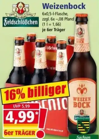 Norma Feldschlößchen Weizenbock 6x0,5 L Flasche Angebot