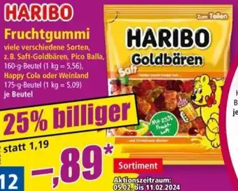 Norma HARIBO Fruchtgummi 160/175 g Beutel Angebot