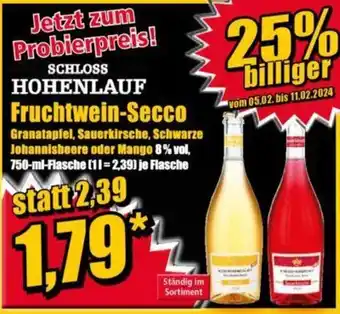 Norma SCHLOSS HOHENLAUF Fruchtwein-Secco 750 ml Flasche Angebot