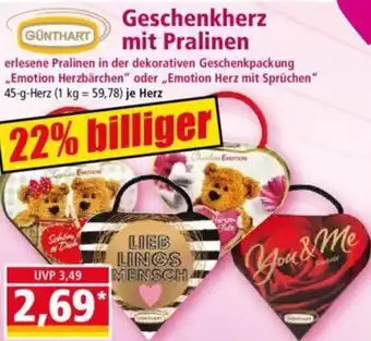 Norma GÜNTHART Geschenkherz mit Pralinen 45 g Angebot