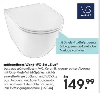 Hellweg VALBLUE spülrandloses Wand-WC-Set ,,Elva" Angebot