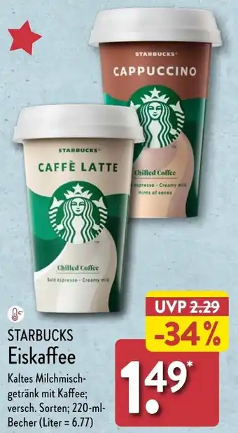 Aldi Nord STARBUCKS Eiskaffee 220 ml Becher Angebot