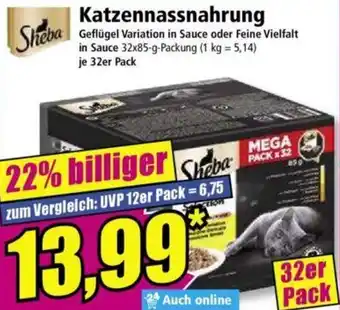 Norma Sheba Katzennassnahrung 32x85 g Packung Angebot