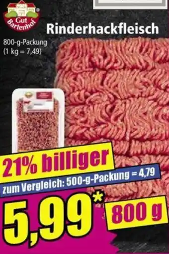 Norma Gut Bartenhof Rinderhackfleisch 800 g Packung Angebot