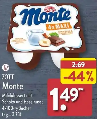 Aldi Nord ZOTT Monte 4x100 g Becher Angebot