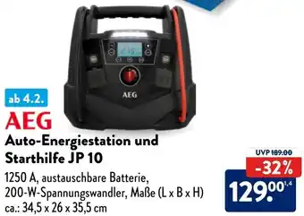 Aldi Nord AEG Auto-Energiestation und Starthilfe JP 10 Angebot